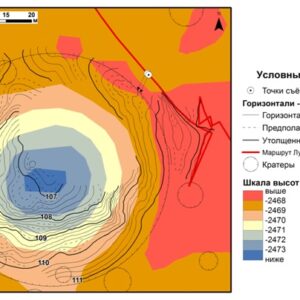 Сравнение измерений кратеров в ГИС: карта на участок движения «Лунохода-1», план № 3 масштаб 1:250 (в сб. Барсуков, 1978) и ЦМР (LRO NAC, 1 м/пиксель)