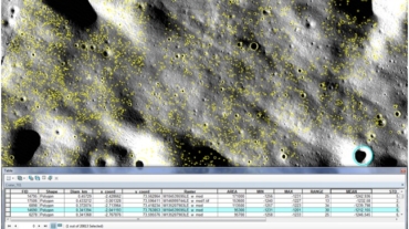 Каталог кратеров на 1-ый вариант посадочного эллипса проекта «Луна-Глоб»: ЦМР Kaguya (7.5 м/пиксель); ортоизображения LRO NAC (0.5 м/пиксель)
