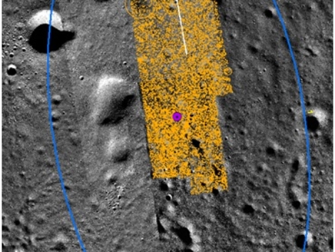Дешифрирование кратеров для одного из предполагаемых эллипсов прицеливания: LRO NAC (0.5 м/пиксель)