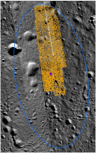 Дешифрирование кратеров для одного из предполагаемых эллипсов прицеливания: LRO NAC (0.5 м/пиксель)