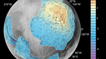 Гипсометрическая карта Энцелада. Горизонтали проведены через 0,5 км