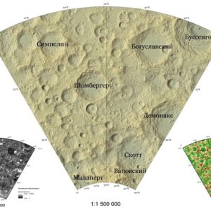 Макет настенной карты параметров рельефа в южной приполярной области Луны