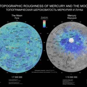 Макет карт топографической шероховатости поверхности Меркурия и Луны, созданных с использованием результатов обработки лазерной альтиметрии КА Мессенджер (MLA) и КА LRO (LOLA)